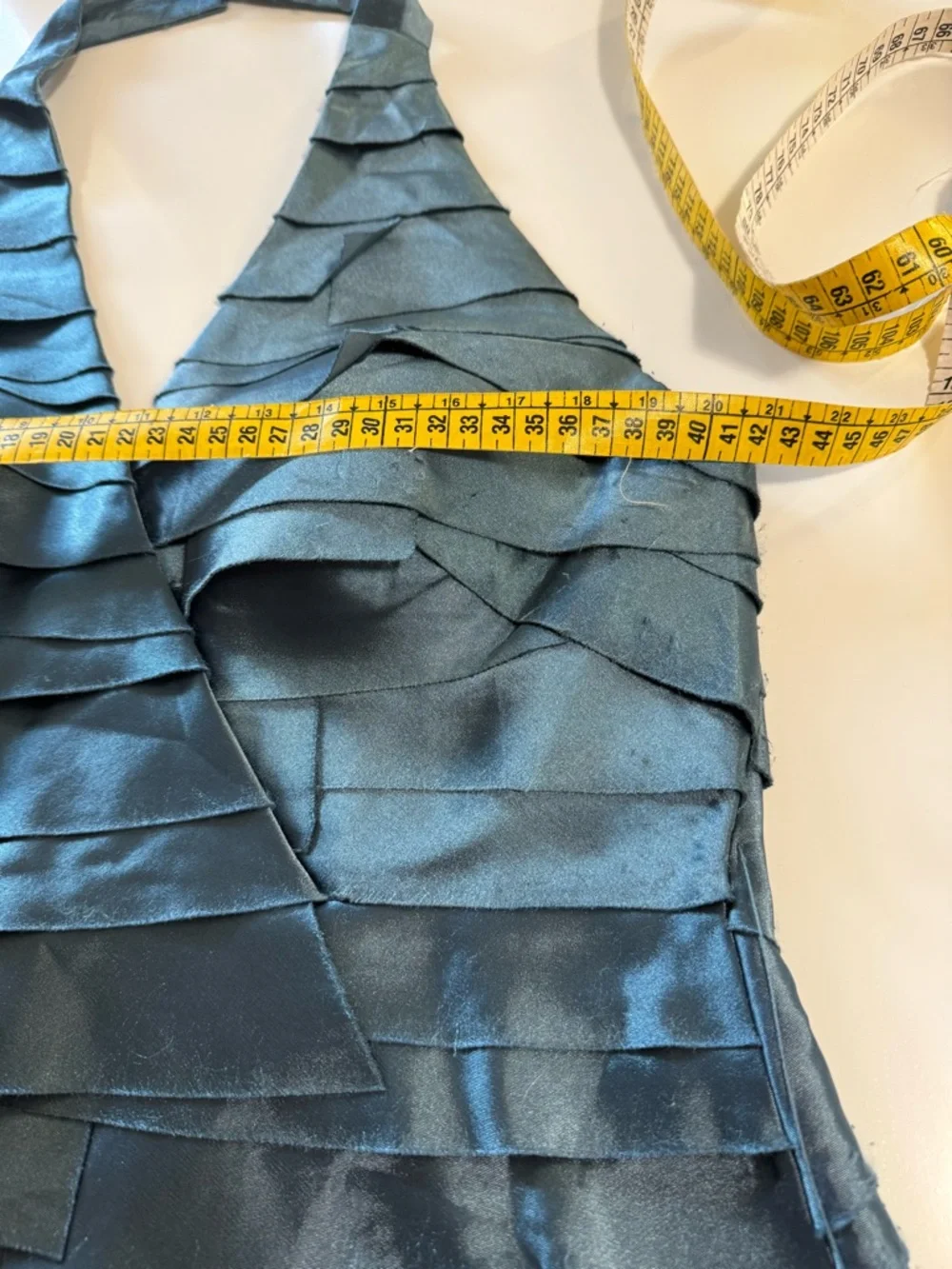 bebe Shiny Slate Blue Satin Top - Picture 9 of 11